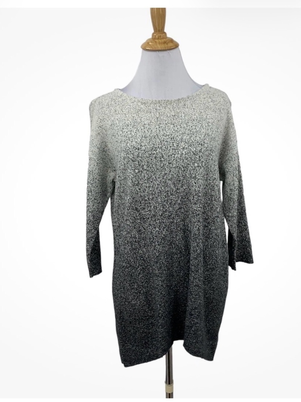 J. Jill Ombré Black and Gray Long-Sleeve Knit long shirt